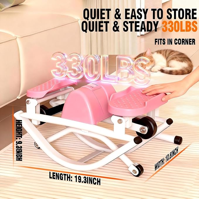 Rock Stepper for Exercise at Home, Lateral Rocking Stepper with Digital Counter & Resistance Bands, 250LBS Weight Capacity & Low Impact, Ski Machine Full Body Workout Equipment