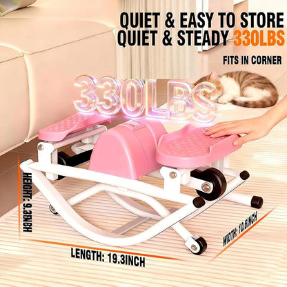Rock Stepper for Exercise at Home, Lateral Rocking Stepper with Digital Counter & Resistance Bands, 250LBS Weight Capacity & Low Impact, Ski Machine Full Body Workout Equipment