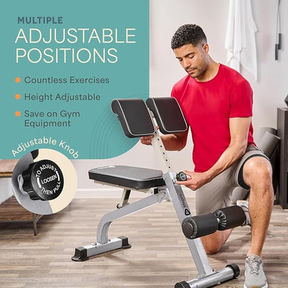 Lifepro SculptTrainer Roman Chair – Hyperextension Bench for Strength Training – Adjustable Back Extension Machine, Ab Bench & Foldable Sit-Up Bench for Athletes, Core Work & Home Gym Workouts