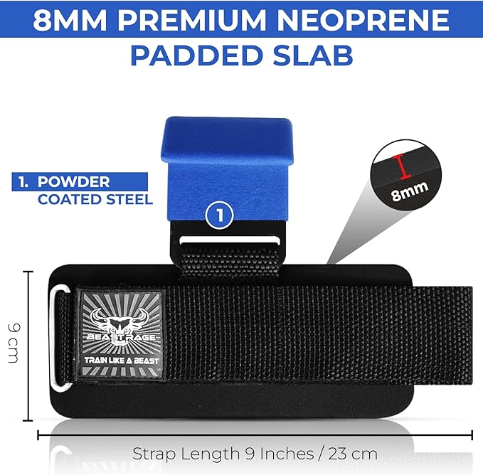 BEAST RAGE Workout Hooks for Men, Durable Coated Grip Gym Straps for Weightlifting Wrist Wraps Training Weight Lifting Strength Fitness Bodybuilding Anti Slip Women Hook Exercise