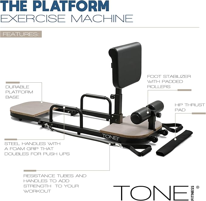 Tone Fitness Foldable Hip Thrust & Glute Exercise Machine | Adjustable Sissy Squat, Core & Leg Trainer | Multiple Colors
