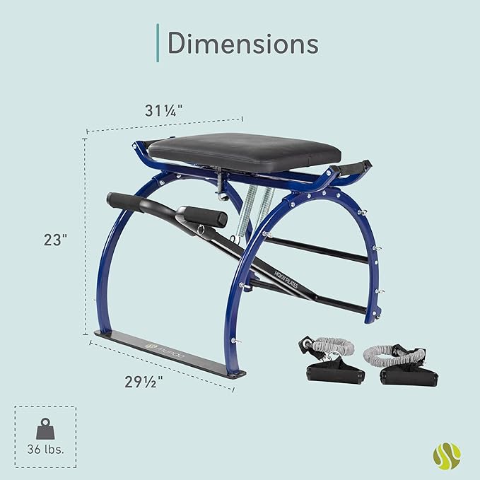 Moxxi Pilates Chair, Exercise Chair with Resistance Bands, Workout Equipment for Home Gym, Up to 250 lb Weight Capacity