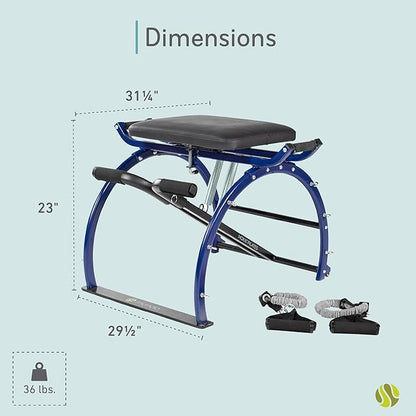 Moxxi Pilates Chair, Exercise Chair with Resistance Bands, Workout Equipment for Home Gym, Up to 250 lb Weight Capacity