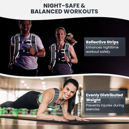 Fragraim Weighted Vest for Women Men - 8lb/10lb/12lb/16lb/22lb/25lb/30lb Weight Vest with Reflective Stripe, Detachable Phone Pouch, Ideal for Walking, Strength Training, Running, Workout, Cardio