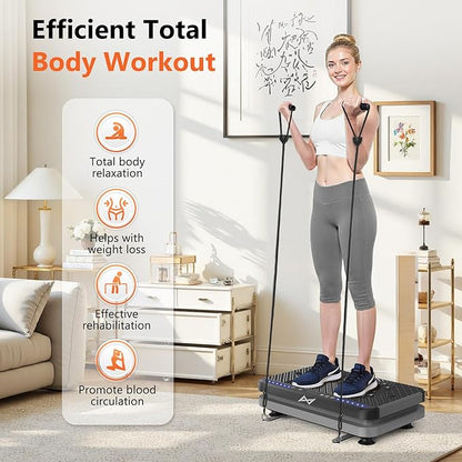 AXV Vibration Plate Fitness Platform Exercise Machine Vibrating Shaking Full Body Shaker Workout Vibrate Stand Shake Board Sport Gym for Weight Loss Fat Burner for Women Men