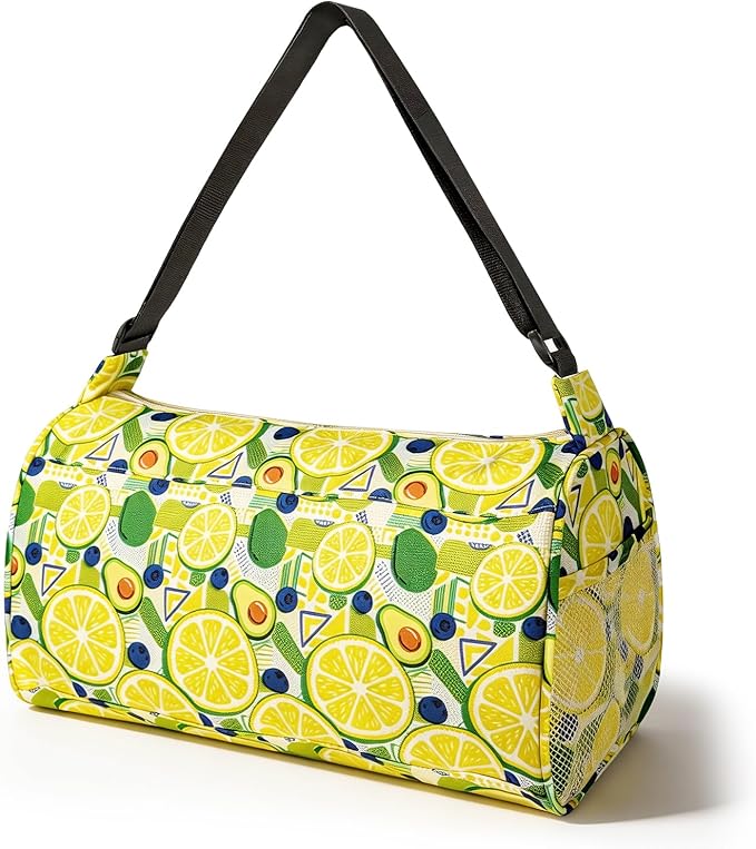 C&F BOGMOST Small Gym Bag for Women & Men,Small Lightweight Duffel Bag Carry On Bags Mini Duffel Travel Bag Waterproof Sports Bags for Workout/Sport/Trave,Fruit Lemon