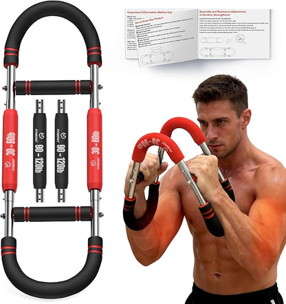 FitBeast Twister Arm Trainer, 4 Progressive Resistance Levels (30-120 lbs), 4-Spring Adjustable Arm & Chest Workout Equipment, Upper Body Strength Training Equipment for Home Gym