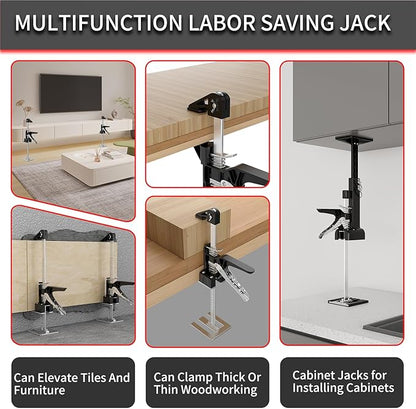 2 Pack Cabinet Jacks, 3rd Hand Support System with 360 LBS Capacity, Adjustable 0 to 23.6 inches for Multifunctional Furniture Lifter Jacks for Wall Tile Height Adjuster Handheld Tool