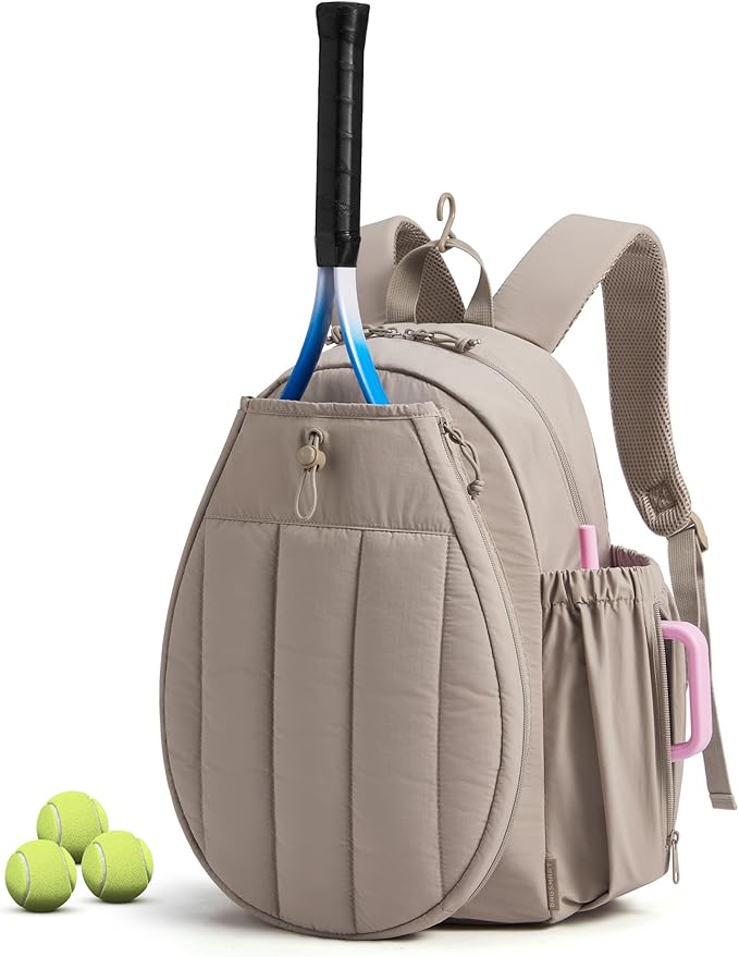 BAGSMART Tennis Gym Bag for Women, Tennis Backpack Holds 2 Rackets with Shoe Compartment, 15.6" Laptop Gym Backpacks for Court, Off-work, Everyday & Overnight Weekend