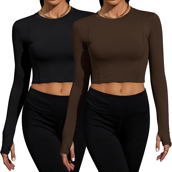 Loovoo Women Workout Shirts 1/2/3 Pack Athletic Compression Tee Dry Fit Yoga Gym Basic Tops
