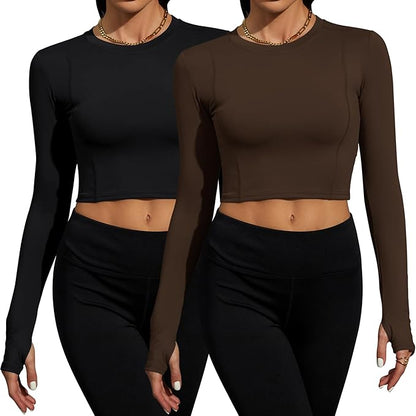 Loovoo Women Workout Shirts 1/2/3 Pack Athletic Compression Tee Dry Fit Yoga Gym Basic Tops