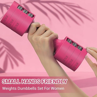 Sportneer Adjustable Dumbbells Hand Weights Set: 5 lb Dumbbell Set of 2 Each 2lb 3lb 4lb 5lb Free Weights Fast Adjust Weight 4 In 1 Weights Dumbbells Set for Women Men Home Gym Exercise Training