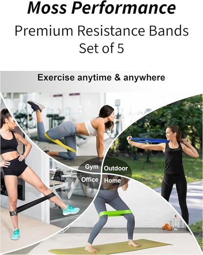Premium Resistance Bands, for Physical Therapy, Strength Training, Pilates Exercise, Home Workouts, Strong Latex Rubber Loop Bands, Set of 5