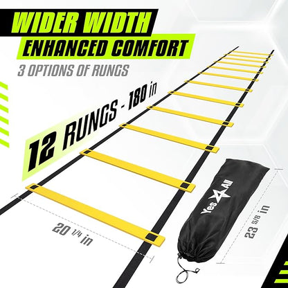 Yes4All Agility Ladder – Adjustable Speed & Agility Training Equipment for All Ages – Durable, Portable, Multiple Combo Sets Available