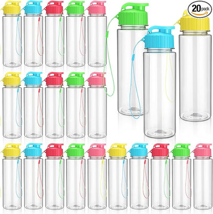 Mifoci 20 Pieces Water Bottle Bulk 17 oz Plastic Water Bottles Bulk Gym Sports Adults Reusable Large Bottles with Leak Proof Flip Top for Party Outdoor (Stylish Colors)