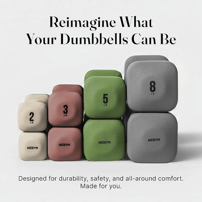 WeGym SafeGrip Square Dumbbells with Anti Slip Handles, Aesthetic Free Weights for Home Workouts, Stable Design Prevents Rolling during Floor Exercises - Set