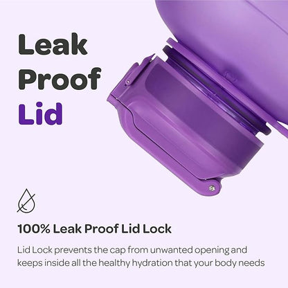 Hydracy Water Bottle with Time Marker -Large BPA Free Water Bottle & No Sweat Sleeve -Leak Proof Gym Bottle with Fruit Infuser Strainer & Times to Drink -Ideal for Fitness Sports & Outdoors