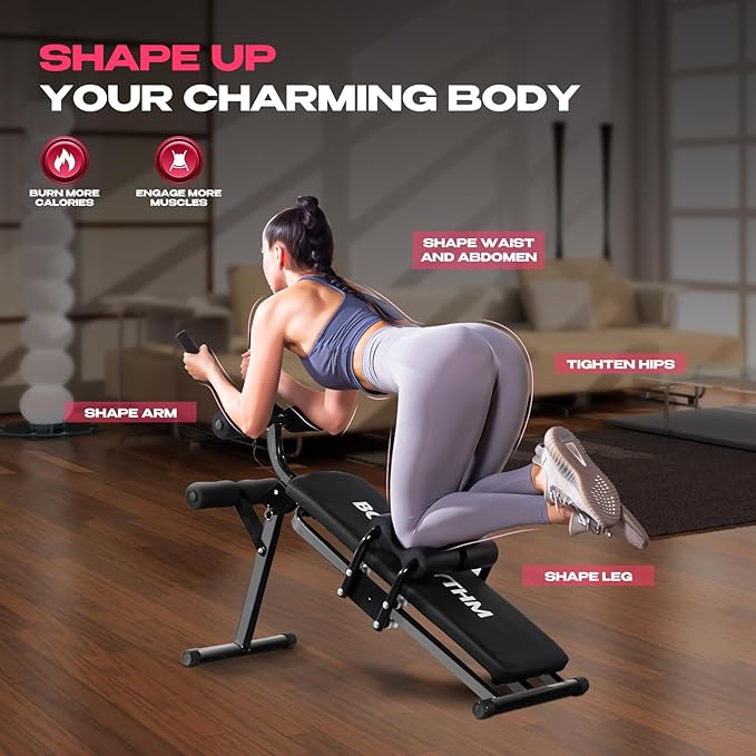 BODY RHYTHM Ab Workout Machine with LCD Monitor for Home Gym,Foldable Sit-Up Bench, Full Body Exercise Equipment for Leg,Thighs,Buttocks,Rodeo,Sit-up Exercise.