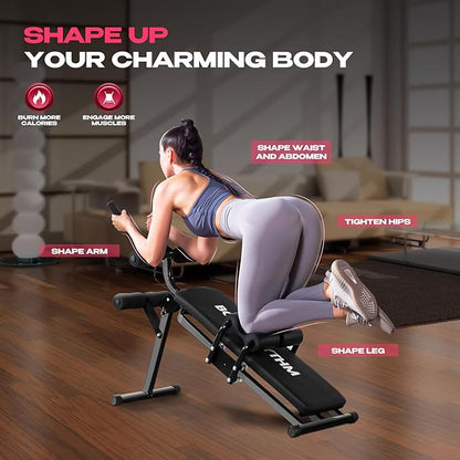 BODY RHYTHM Ab Workout Machine with LCD Monitor for Home Gym,Foldable Sit-Up Bench, Full Body Exercise Equipment for Leg,Thighs,Buttocks,Rodeo,Sit-up Exercise.