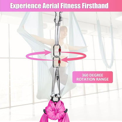 Aerial Silks Kit & Aerial Yoga Hammock - 11Yd Premium Fabric with Hardware - Easy Setup for Flying Yoga, Aerial Swing & Fitness - Supports Up to 14ft Rigging
