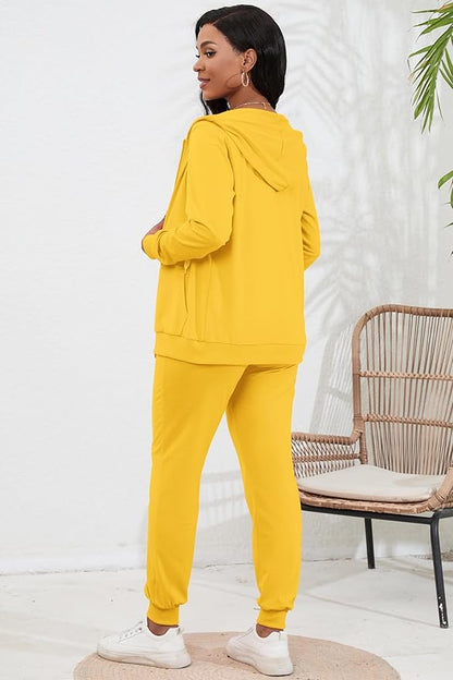 CLOCOR Track Suits for Women Set - Casual 2 Piece Outfits Sweatsuit Pocket Hoodies Long Sleeve with Patchwork Pants Set