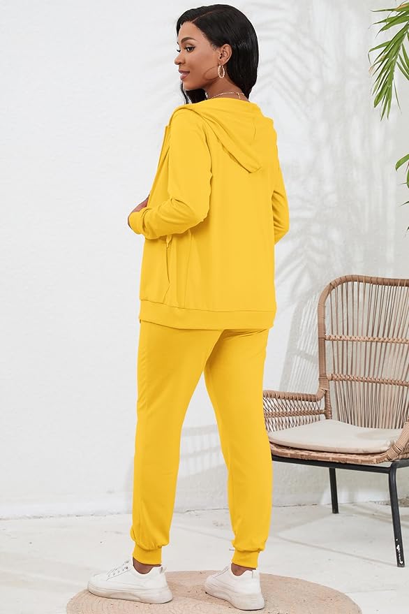 CLOCOR Track Suits for Women Set - Casual 2 Piece Outfits Sweatsuit Pocket Hoodies Long Sleeve with Patchwork Pants Set