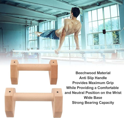 Wooden Pushup Handles, Push Up Bar Calisthenics Equipment, Anti Slip Pushup Bar Handstand Parallettes Bars, Solid Wood Parallettes Bars for Floor Use,for Men and Women Home Workout(31*18*17 cm)