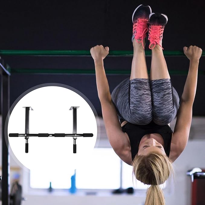 Adjustable Wall Mounted Pull up Bar for Home Gym, Heavy Duty Steel Chin-up Bar, Multi-grip Fitness Equipment for Upper Body Strength Training and Calisthenics