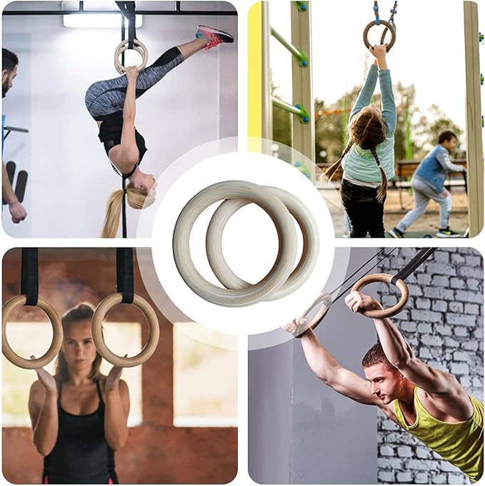 Rings Gymnastics, Grips for Gymnastics - Strength Training Rings - for Home Gym Fitness Exercise Playground Indoor Outdoor