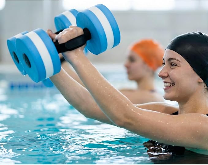 Aquatic Exercise Dumbell Set of 2 - Water Aerobic Exercise Foam Dumbbells Pool Resistance Fitness Equipment for Weight Loss