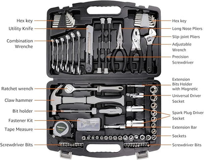 AmazonBasics 131-Piece General Household Hand Tool Set (Pack of 3)