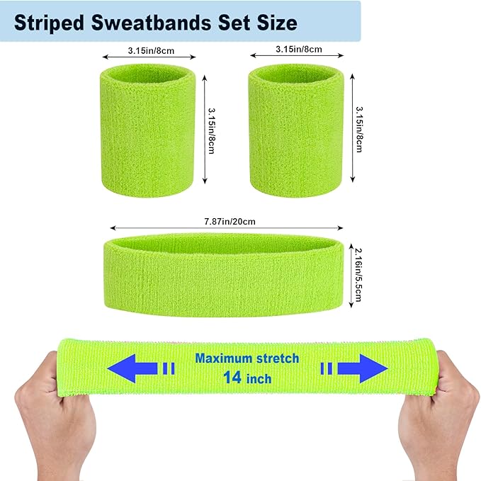Sweatbands Headband and Wrist Set, Cotton Sweat Band for Athletic Men and Women, Sweatbands Sports Headbands for Working Out, Running, Basketball, Tennis, Yoga