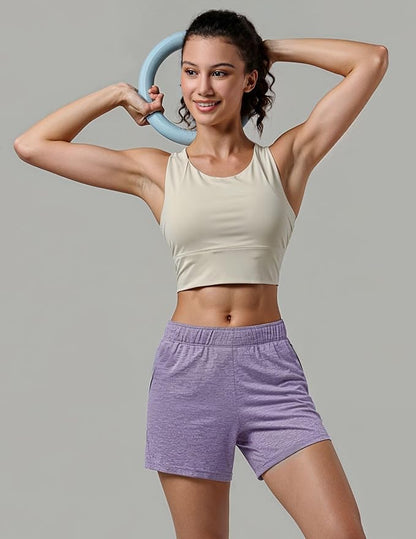 Liberty Imports 1 or 5 Pack Womens Lounge Workout Shorts with Zipper Pockets 5" Inseam Lightweight Athletic Casual Shorts