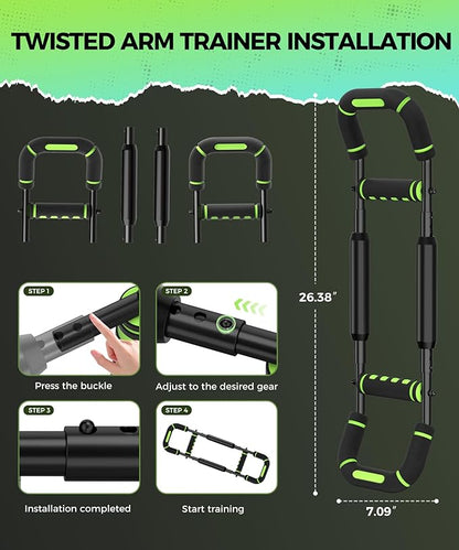 Twister Arm Trainer, Adjustable 5 Resistance Levels (40-130 lbs) Chest & Arm Workout Equipment for Men & Women, Ergonomic Home Gym Strength Trainer with Anti-Slip Handles & Carry Bag (Green)