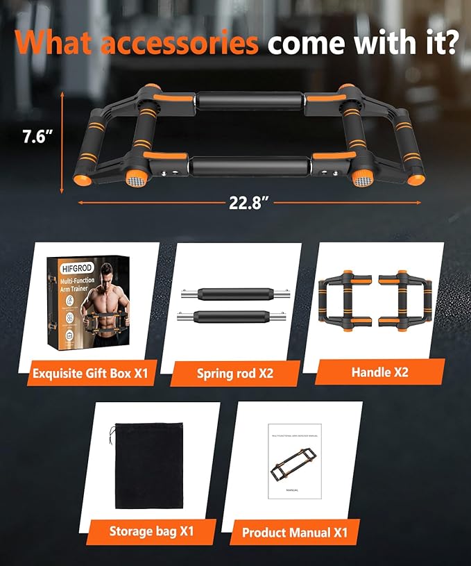 Twister Arm Trainer - 3-in-1 Adjustable Chest Workout Equipment,Portable Home Gym Chest & Arm Workout, Push Up Bars, 60-140lbs Resistance for Men Women