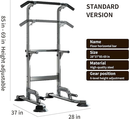 Adjustable Pull Up Bar for Home with Backrest - 6-Level Height Adjustment (69-94.5 inches) - 352lb Capacity - Carbon Steel Frame for Stability - Train Back, Abs, Chest