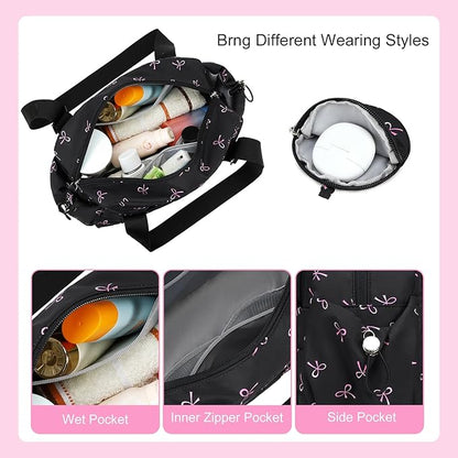CAMTOP Mini Gym Bag for Women, Small Gym Tote Bag Puffy Quilted Sports Duffel Bag with Wet Compartment and Coin Purse Duffel Bags Dance Yoga Workout Bag for Gifts