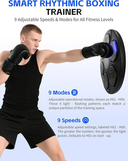 2026 Music Boxing Machine for Adults ＆ Kids, 9 Modes ＆ 9 Speeds Bluetooth Smart Boxing Machine with Gloves, Wall Punching Machines Reflex Training for Game, Home, Office, Gym