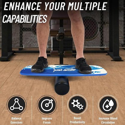 Balance Borad Sports Trainer-with Adjustable Stopper- Stability Board for Physical Therapy,Yoga,Surfing Training-Max Load 350lbs with Aiti- Slip Surface
