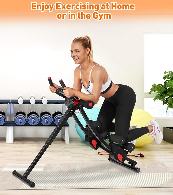 Ab Workout Equipment, Ab Machine for Women, Adjustable Core Abdominal Exercise Fitness Equipment, Foldable Waist Trainer Ab Crunch Home Gym Systems for Beginners