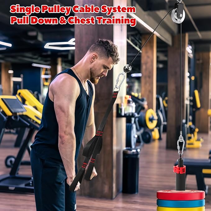 Fitness LAT and Lift Pulley System, Upgraded Weight Cable Pulley LAT Pull Down Machine Attachments Home Gym Training Equipment for Biceps Curl Triceps Forearm