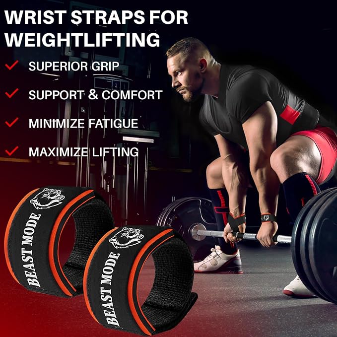 TECEUM Lifting Straps for Weightlifting Gym Strength Training - Wrist Straps with Neoprene Padded Cotton - Men & Women – Ideal for Powerlifting, Bodybuilding & Deadlifts