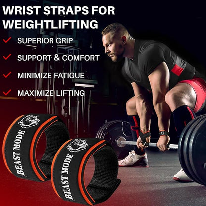 TECEUM Lifting Straps for Weightlifting Gym Strength Training - Wrist Straps with Neoprene Padded Cotton - Men & Women – Ideal for Powerlifting, Bodybuilding & Deadlifts