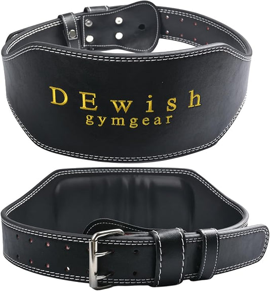 10 Adjustable Holes Genuine Leather Weightlifting Belt, 4”& 6”Width, Double Prong Power Belt for Gym Bodybuilding, weightlifting, powerlifting, squats and deadlifts