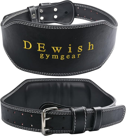 10 Adjustable Holes Genuine Leather Weightlifting Belt, 4”& 6”Width, Double Prong Power Belt for Gym Bodybuilding, weightlifting, powerlifting, squats and deadlifts