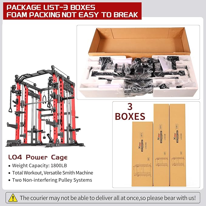 Multi-Purpose Squat Rack,Smith Machine Weight Rack Set with Cable Crossover System, Home Gym Power Racks, Power Racks and Packages