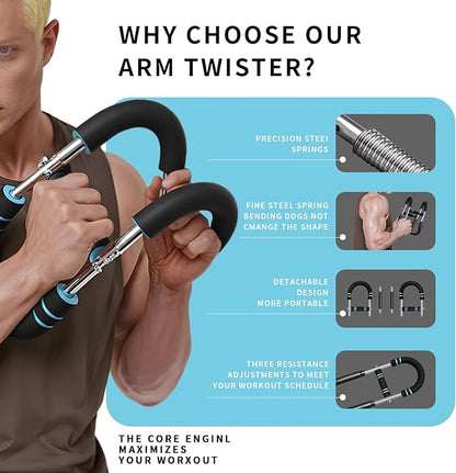 Twister Arm Trainer for Men 5 Level Resistance (45-110 lbs) Chest Workout Equipment for Women Exerciser Bar Biceps Triceps Forearm Abdominal Thigh Back Muscle Exerciser