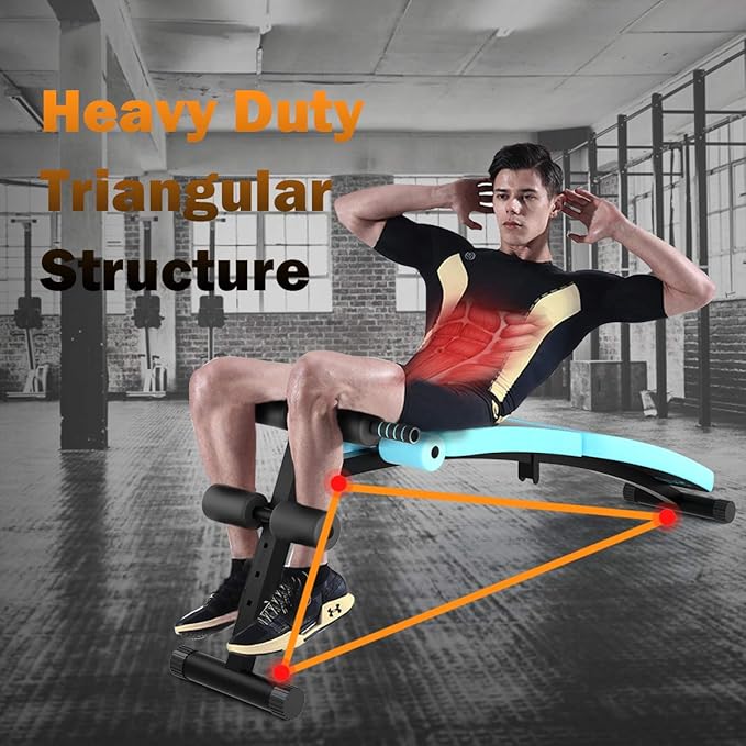 GYMAX Adjustable Sit up Bench, Folding Abdominal Training Slant Bench with Reserve Crunch Handle, Curved Decline Ab Bench for Home/Gym