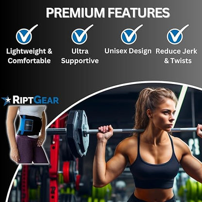RiptGear Back Brace for Lower Back Pain Relief - Breathable Back Brace for Men and Women - Ideal for Lifting, Work, Sciatica, Herniated Disc, and Lumbar Support - Blue, XXL (Waist: 40"-43")