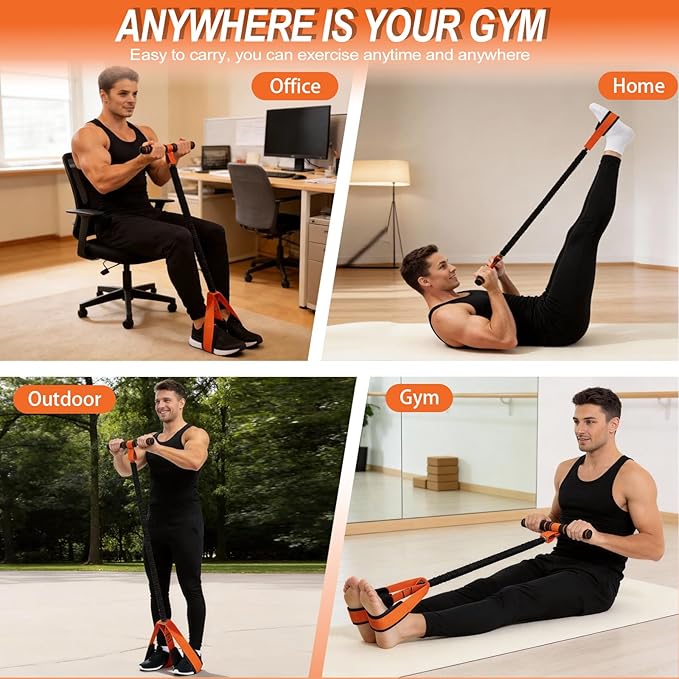 2026 Upgrade Pedal Resistance Bands with Handle - Multifunction Foot Pedal Resistance Band with Training Poster - Fashion Puller Exercise Equipment for Abdomen, Waist, Arm, Core, Leg